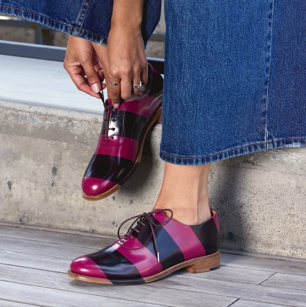 The Office of Angela Scott Colorblock Leather Oxford Shoes Sz 37 (US 6.5) Preppy